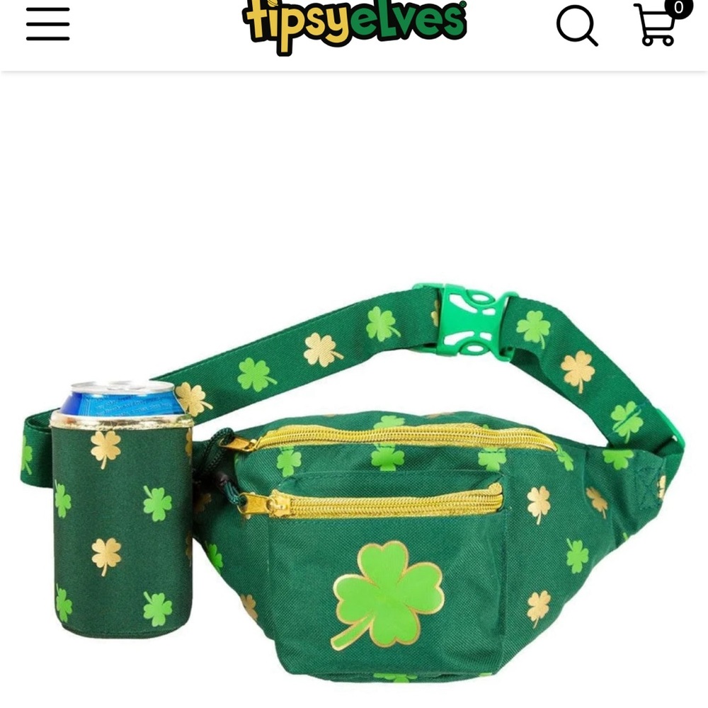 New Tipsy Elves GREEN AND GOLD CLOVER FANNY PACK